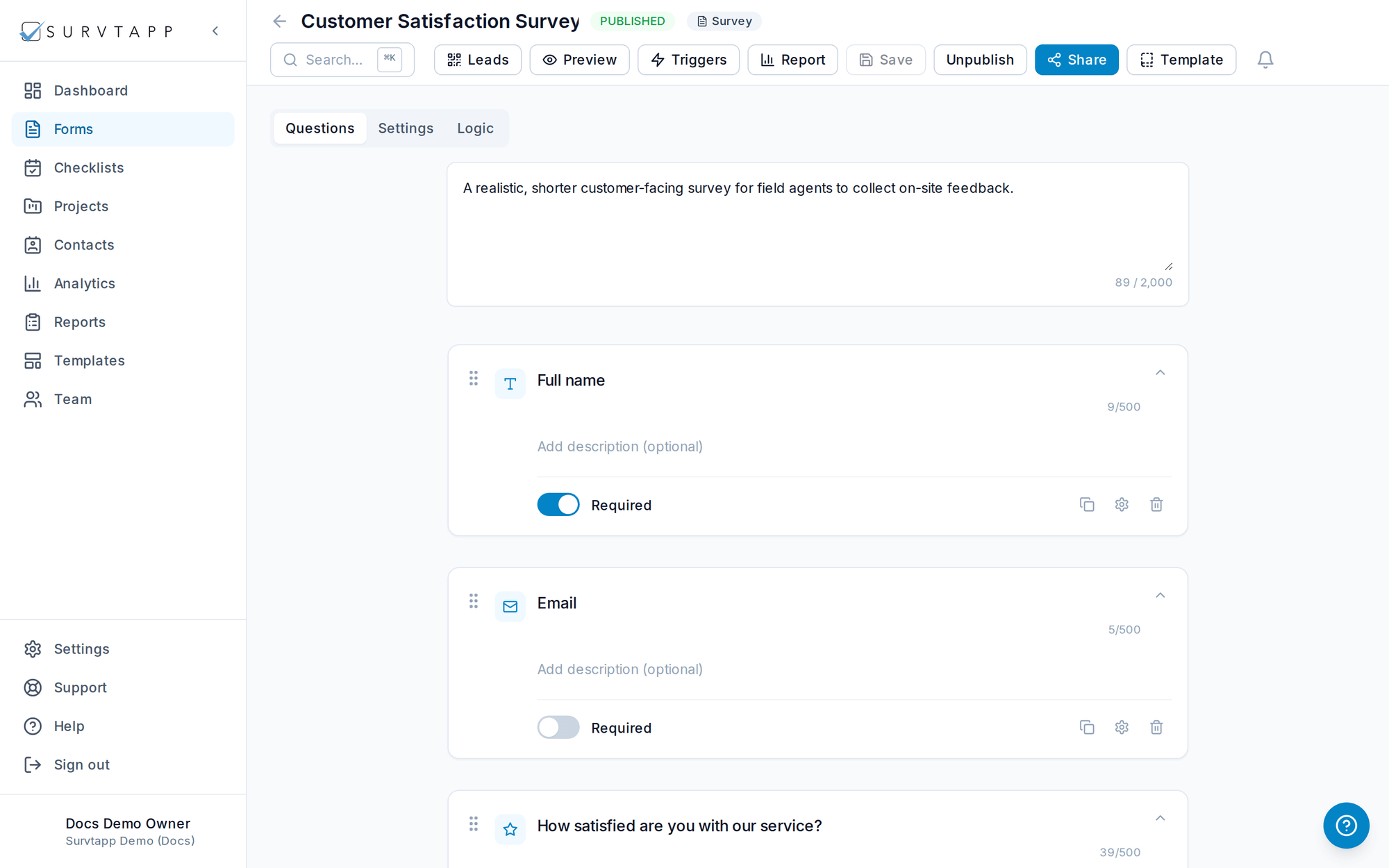 Using the Form Builder — screenshot