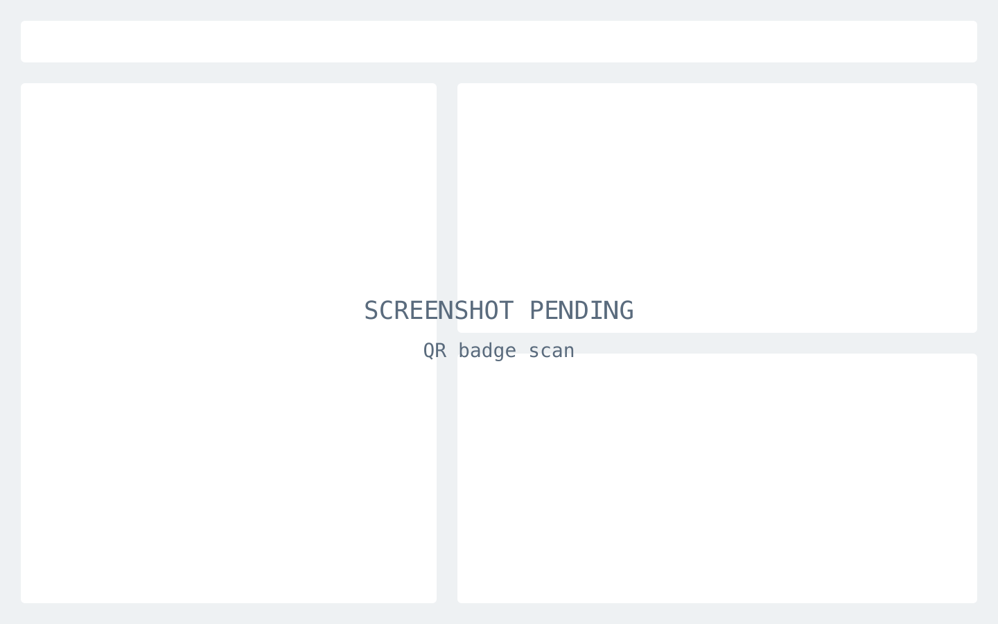 Labelled placeholder for the Survtapp QR badge scan screen — final app screenshot pending recapture